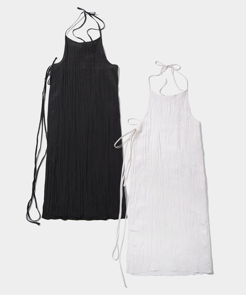 Place Studio Wrinkle See-Through Strap Sleeveless Layered Long Dress _ 2 Colors
