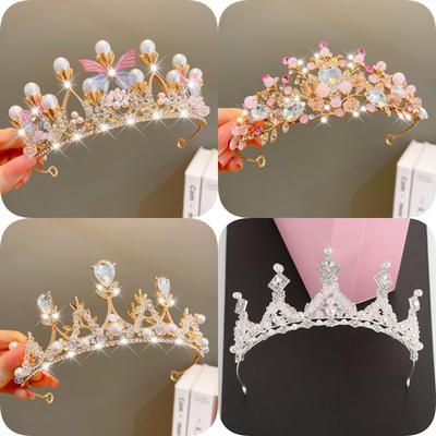 Kinderkrone Tiara Blumenmädchen Handgemacht Mädchen Geburtstag Schmetterling Haarschmuck Krone Aufführung Stirnband Prinzessin Kleid Accessoires
