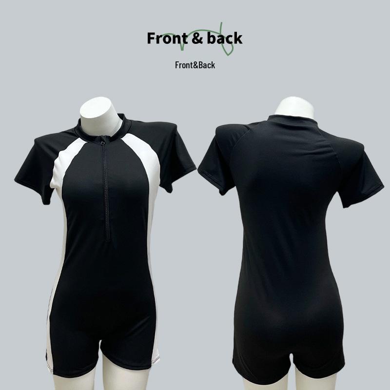 Women's Black Skirted One-Piece Swimsuit - Slimming, Conservative, Sportswear for Summer