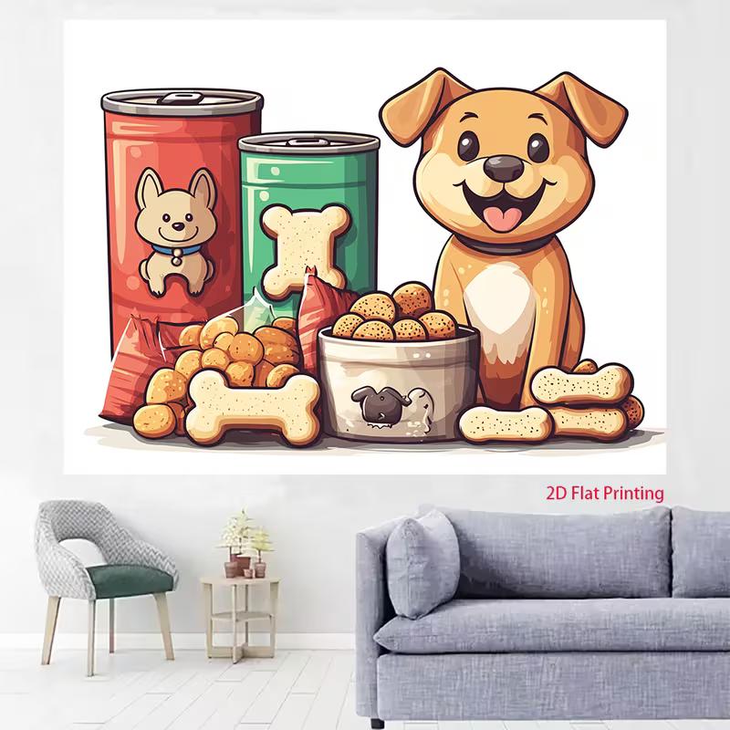 2D Puppy with Canned Food Photography Background