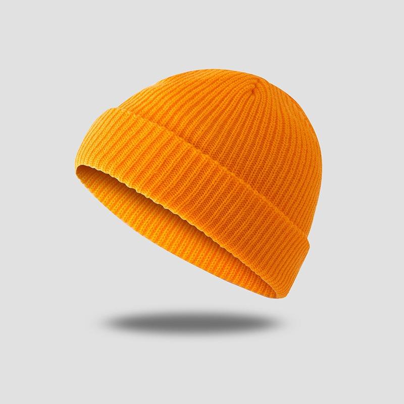 Solid color knitted hat men's autumn and winter hip-hop hat short trendy brand big head circumference warm wool cold hat