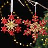 Glitter Sequined Christmas Ornament Red Snowflake/Butterfly/Star/Reindeer/Ballerina Hanging Decoration for Xmas Tree Doors Walls Holiday Home Decor