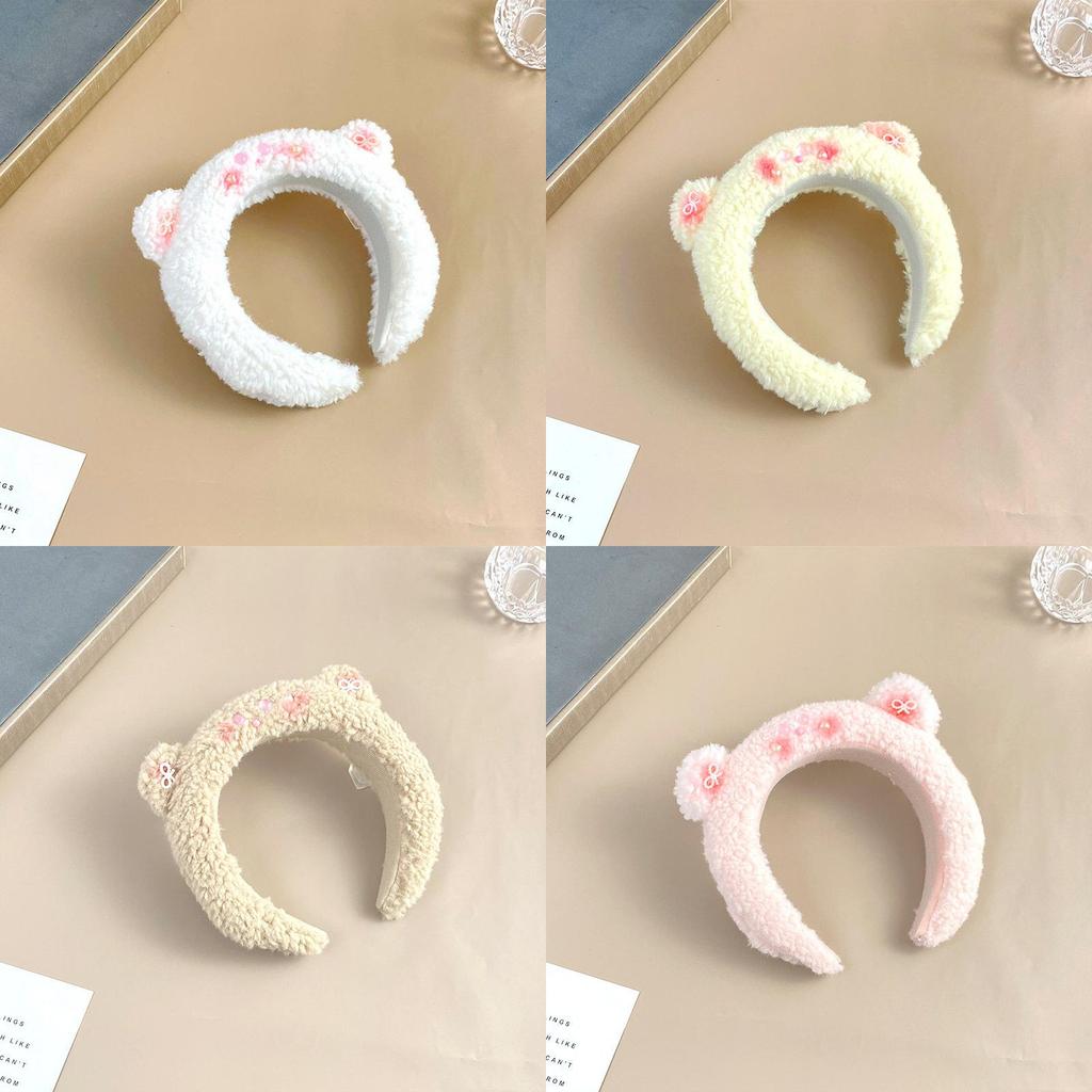 Cute Panda Plush Headband For Women Winter Face Wash Hairband Korean Style Hair Accessories