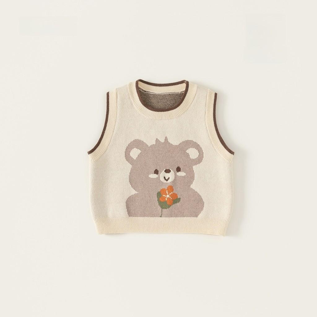 

Toddler Girl Cotton Cartoon Long Sleeve Trousers Set With Blouse And Vest For Ages 1 To 3 Apricot,73cm