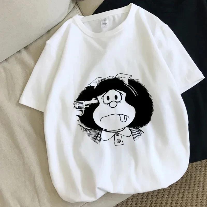 Harajuku Fun Cartoon Mafalda Kawaii Pattern Printed T-shirt Summer Cotton T-shirt Fashion Trend Top Harajuku Cotton Street Wear