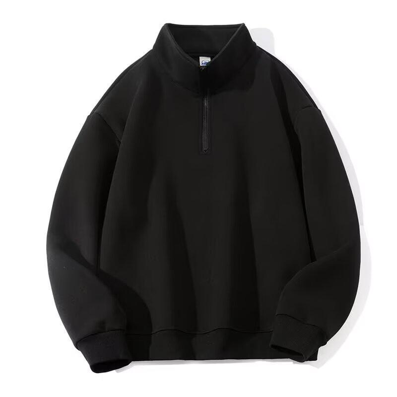 Unisex Stand Collar Half-Zip Solid Color Hoodie - Trendy, Versatile, and Casual Loose Fit Top