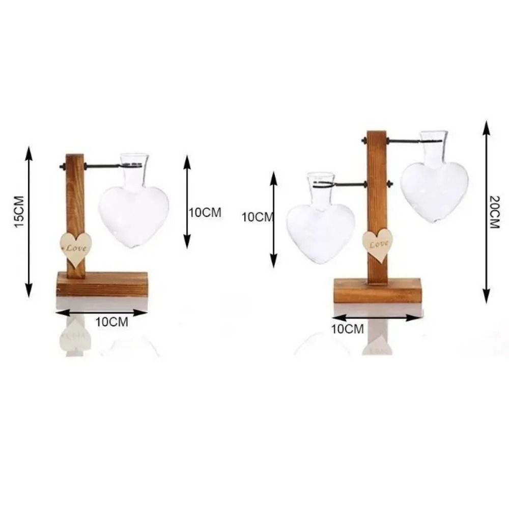 Classic Glass Hydroponic Plant Vases Transparent Wooden Stand Terrarium Vase Bulb Vase for Tabletop Plants