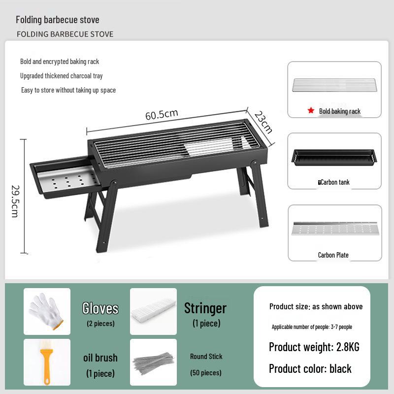 Folding Portable Stainless Steel Charcoal Grill Oven for Outdoor Use