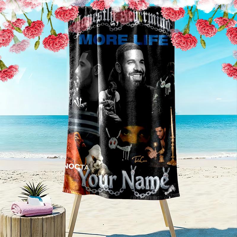 Name Custom Drake Print Beach Towel, Large Soft Quick Dry Towel for Beach Camping Swimming
