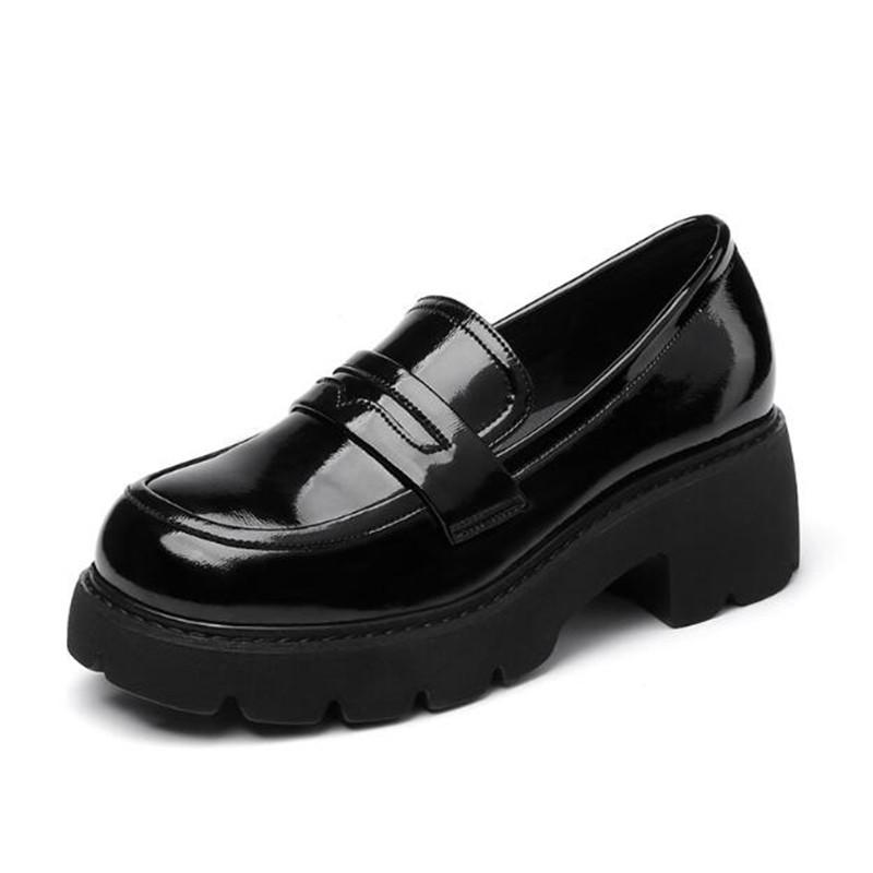 Plus Size 32-43 Loafers Shoes Women Genuine Leather 2024 Spring Platform Women Shoes British Style Fashion School Shoes Women