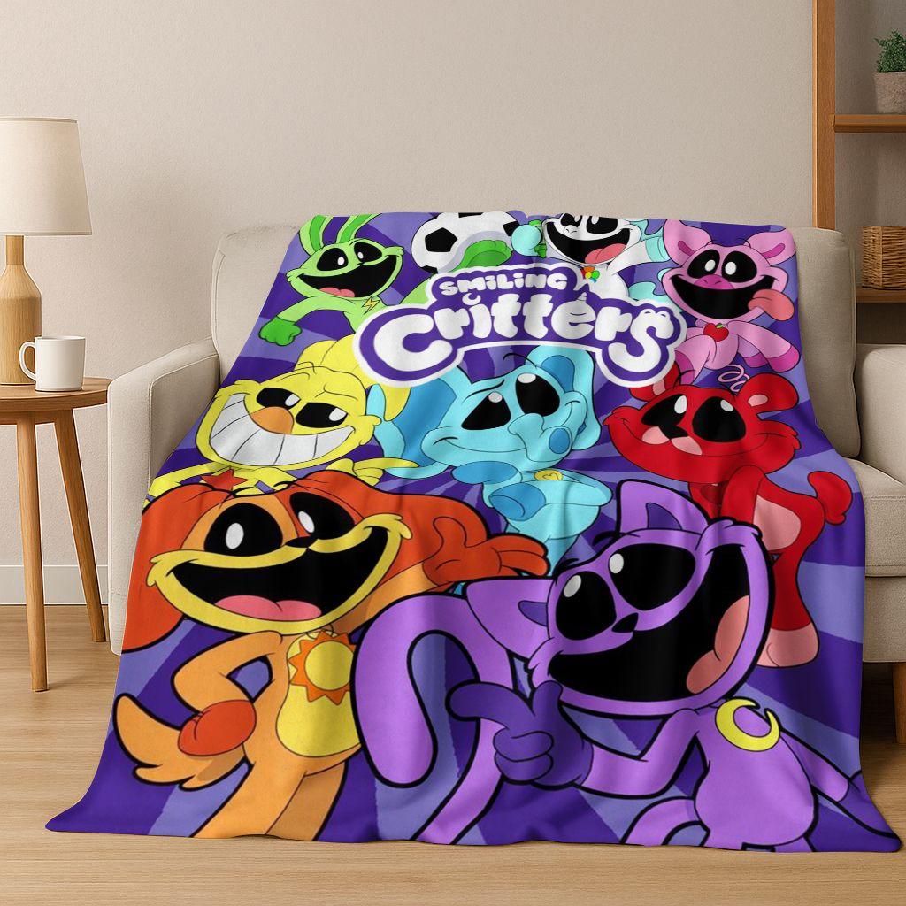 Cartoon S-Smiling C-Critters Craftycorn Catnap Art Flannel Blanket,Cozy Soft Throw Blanket for Home Bedroom Bed Sofa Cover Gift