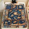 1Pc Space Print Flannel Blanket, High quality Comfortable for All Seasons, Home Decor, Warmth and Comfort, Perfect for Christmas Gifts W158