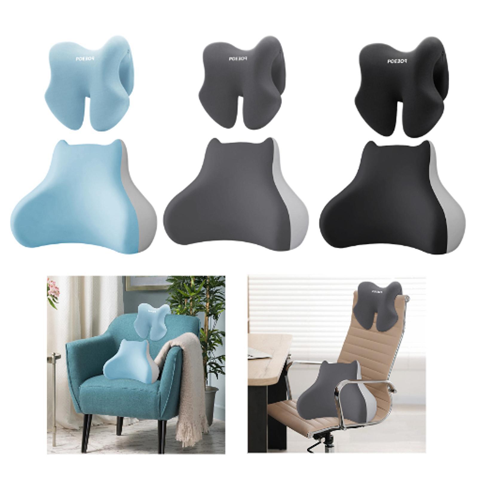 

2 шт. Подушка для поясничной поддержки с подушкой-подголовником Многоцелевая подушка для спины Подушка для стула для игрового кресла Дивана Кушетки Путешествий Кресла-реклайнера чёрный