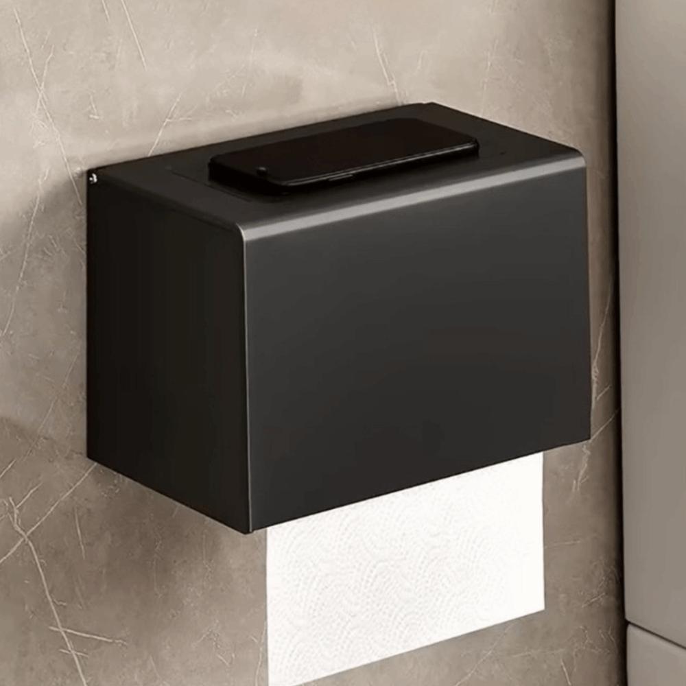 Wall Mounted Toilet Paper Box Waterproof Storage Shelf Organizer Dust-proof Phone Holder  Office