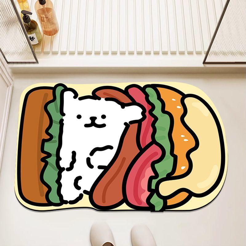 Line Puppy Diatom Mud Floor Mat Bathroom Water Absorption Quick-drying Foot Mat Bathroom Dirt-resistant and Easy To Handle Anti-slip Floor Mat