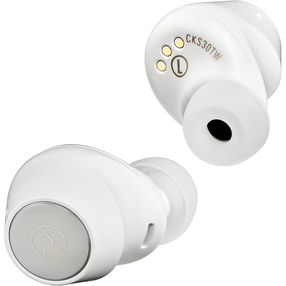 Audio-Technica ATH-CKS30TW WH Wireless Earphones Bluetooth [True Wireless Earphones / Deep Bass / IP55 Waterproof & Dustproof Rating / Multipoint Supp