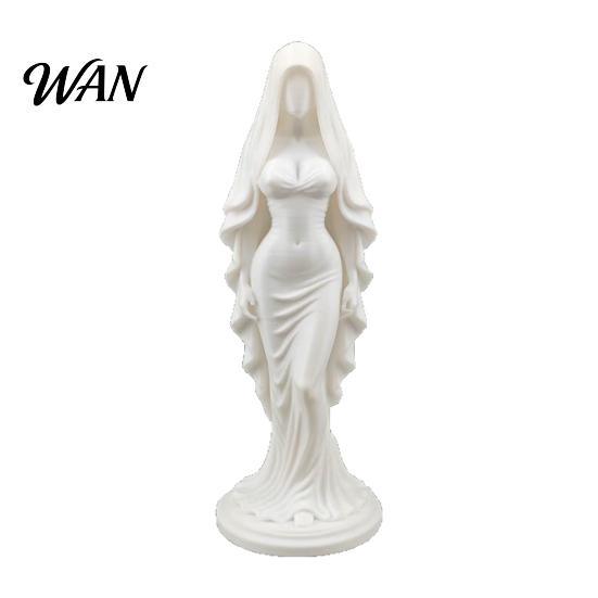 Artistic Women Figurine 3D Printed Veiled Goddess Statue Wearing Veil Sculpture Decoration for Home Office Living Room Desktop Study Ornament