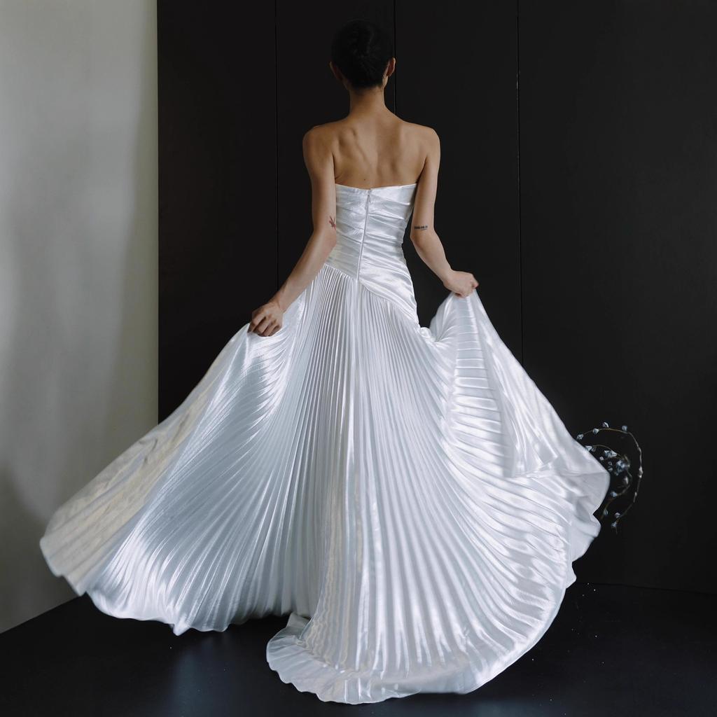 Tube Top Retro Light Wedding Dress 1011 New Niche Simple Bridal Morning Gown White Engagement Travel Photography Going Out Dress Skirt