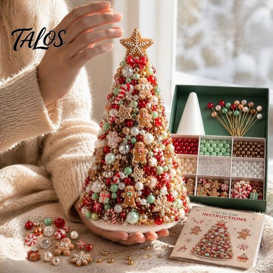 Bead Craft Kit for Christmas DIY Beaded Tree Adults, Kit, Ornament Crafting Set 3D Handmade Holiday Tabletop Mantel Decoration Desktop