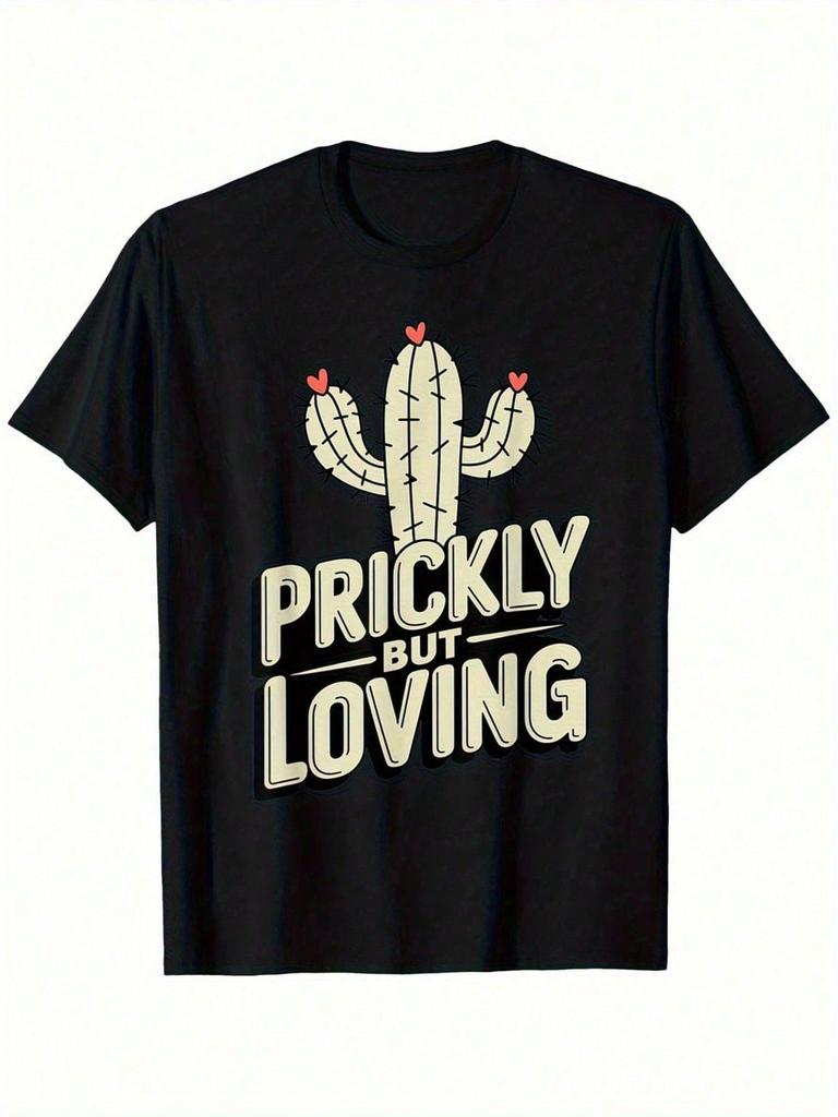 Thorny But Loving Cactus TShirt 100 Cotton Crew Neck ShortSleeved Printed TShirt MenS and WomenS Black Casual Shirt
