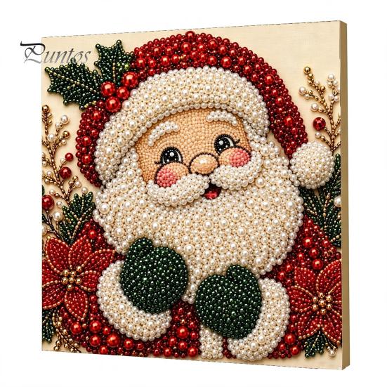 DIY Faux Pearl Art Crafts Christmas Kit, Santa Snowy Cottage Painting Kits for Adults 3D Bead Craft Set Adults, Home Winter Holiday Wall Decor Indoor