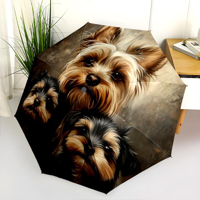 Yorkshire Terrier Pattern, Automatic Folding Umbrella, Portable and Foldable Design, 8 Ribs, a Christmas or Birthday Gift.
