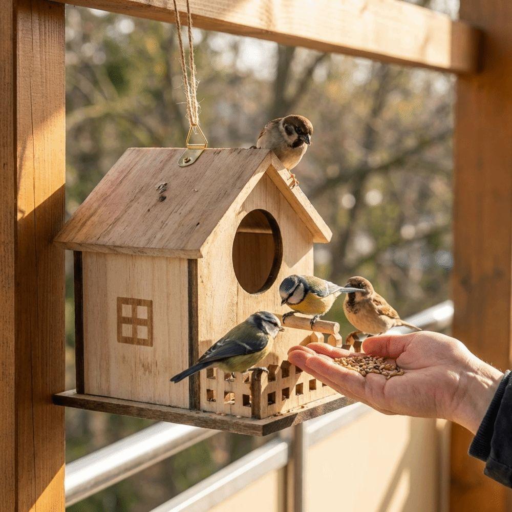 Parrot Mating Box Wood Bird House Hanging Bird Feeder House Bird Nest  Patio Decorative
