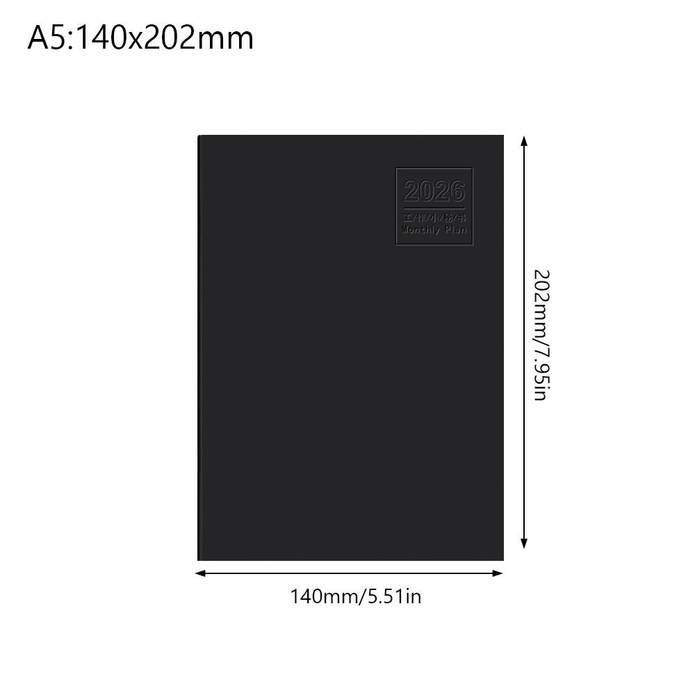 

A4 A5 Ежедневник-планировщик на 2026 год 24 листа Календарь-планировщик на 2026 год Эффективный ежедневник Студенты A5 Black