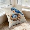Cushion Cover Blue Bird Nest With Chicks Print For Home Decor Window Seat Pillow Case