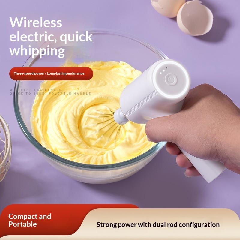 Rechargeable Handheld Electric Egg Beater Wireless Hand Mixer For Baking Cake Cream Whisk Kitchen Cooking Tool