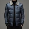 Chaqueta de Plumas para Hombre Invierno Nuevo de Alta Gama Cuello de Lana Chaqueta Desmontable Casual Cálida y Resistente al Frío Chaqueta de Plumas Slim para Hombre