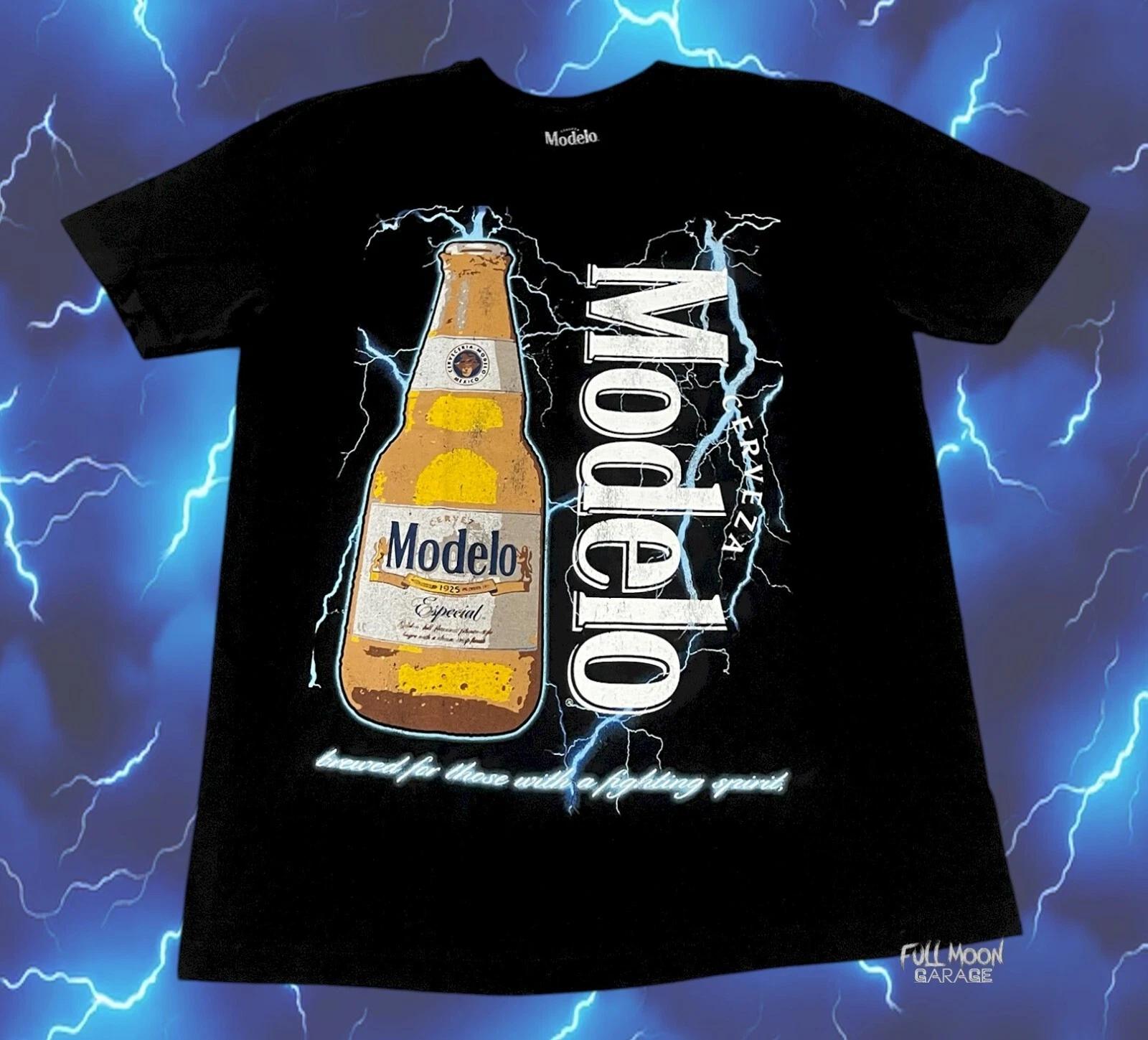 New Modelo Beer Bottle Lightning Logo Men s Vintage T-Shirt 3XL