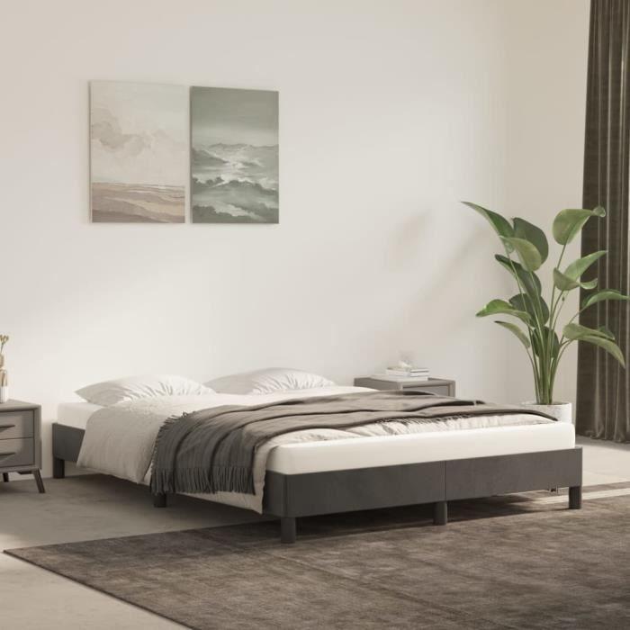 346971 vidaXL Bed Frames Dark Grey 140x190 Cm Velvet