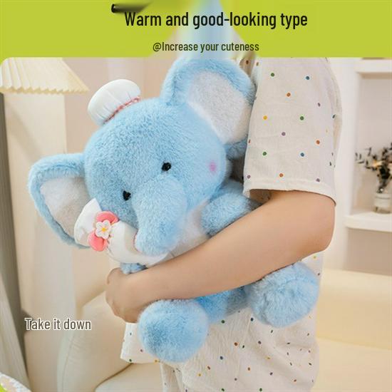 Blue Jiji Elephant Plush - Soothing Cloth Doll for Children's Sleep
