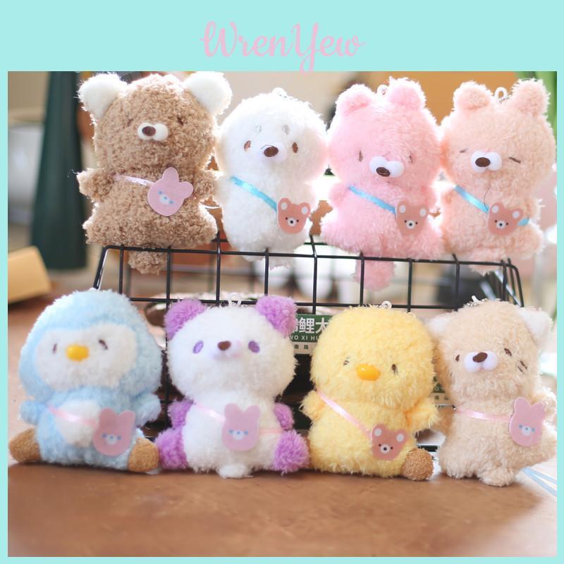 Miniature Soft Blue Teddy Bear Plush Keychain Adorable Stuffed Bag Decoration