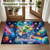 Crystal Velvet Square Rug Custom NameSuper Mario Pattern Non Slip Home Floor Decor Rug