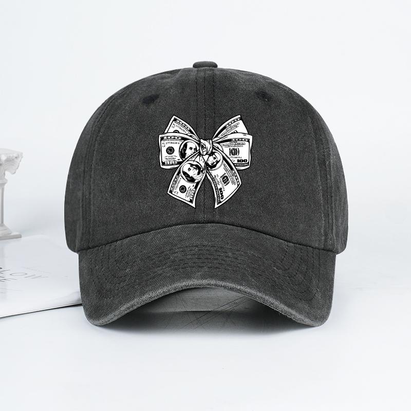 MLFO Dollar Bow Washed Baseball Cap Moneyinspired fashion stateUnisext Daily commuting Fashion enthusiasts Holiday gift