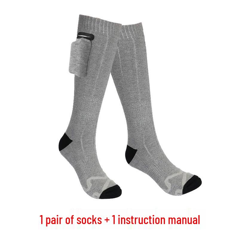 USB Rechargeable Heated Knee-High Socks for Winter Skiing and Outdoor Sports