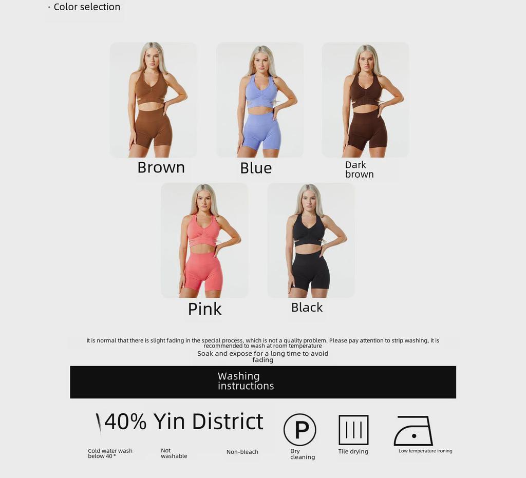 Αθλητικό Σετ Γιόγκα Χωρίς Ραφές Ευρωπαϊκού & Αμερικανικού Στυλ: Όμορφο Σουτιέν Πλάτης & Σορτς Υψηλής Μέσης