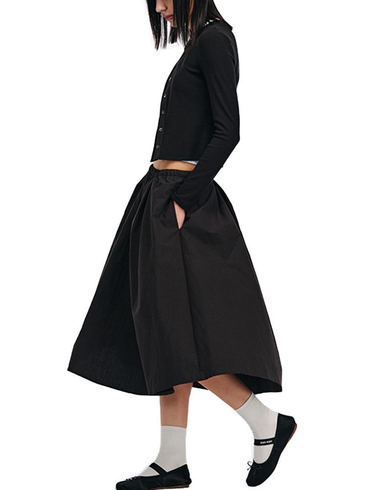 In Stock: Miu Series Intelligent Design Cardigan & Low-Waist Umbrella Skirt Two-Piece Set