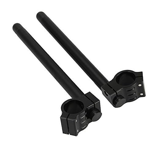 HANSWD Fork Clip-On Handlebars with CNC Risers for 1969-1982 Honda, Suzuki, and Yamaha (33mm Regular Handlebars)