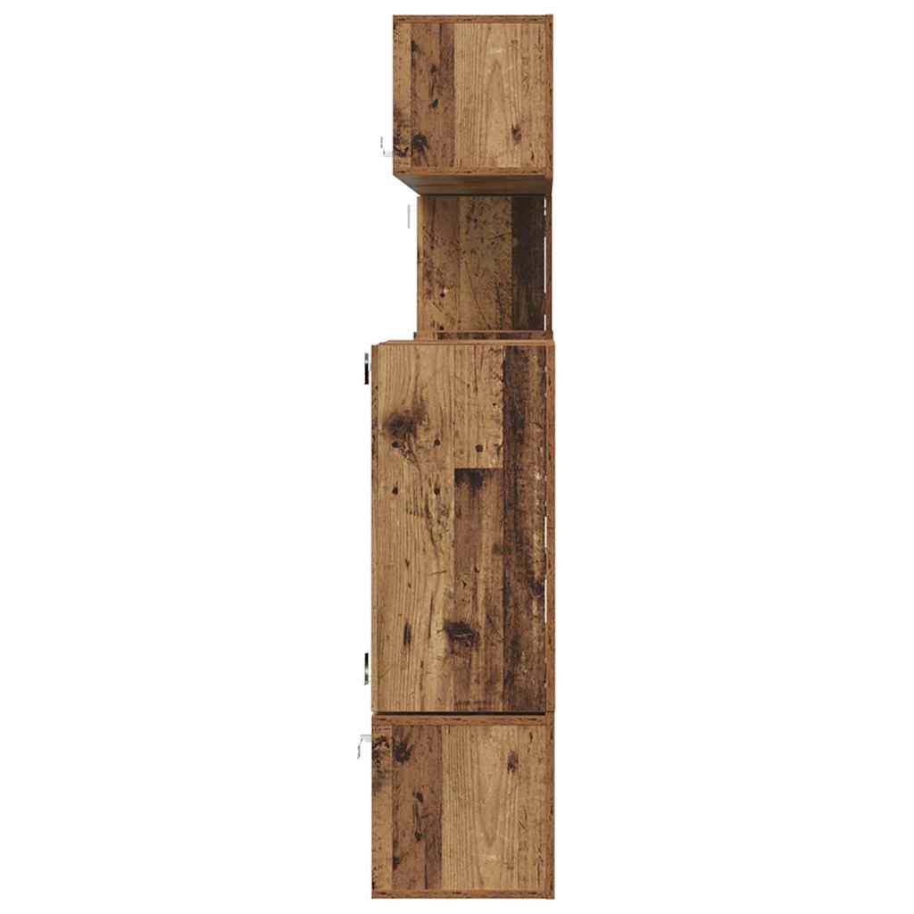 Wall Mounted TV Units Set of 4 Reclaimed Wood Effect Engineered Wood