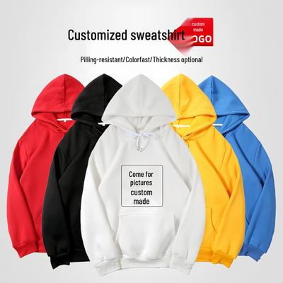 Men's Fleece Hoodie Pullover - Sporty Casual Autumn/Winter Outerwear with Custom Logo Option