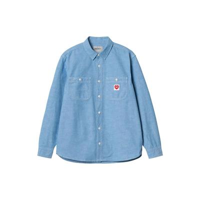 SS23 Heart Label Long Sleeve Shirt Men Shirts Blue I032113-KY-02