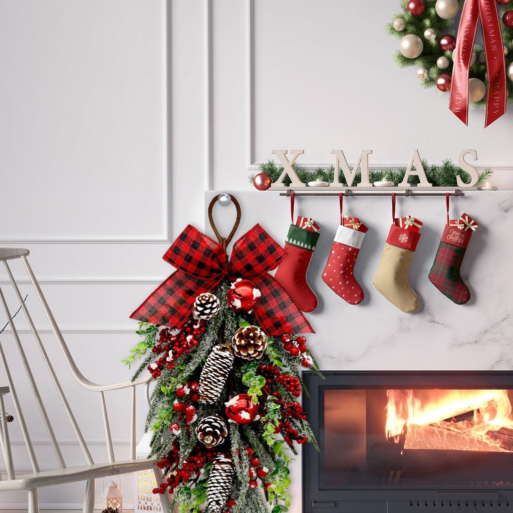 2Stk 60cm Simulierter Wandbehang Weihnachtsbaum Überkopf Weinrebe Grüne Pflanze Feiertagsdekoration