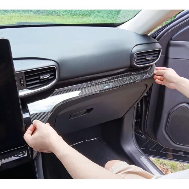 Car Accessories Fit for Ford Explorer 2020 2021 2022 2023 2024 Interior Middle Console Dashboard Strip Trim Cover (Carbon Fiber Style) ABS 3 PCS