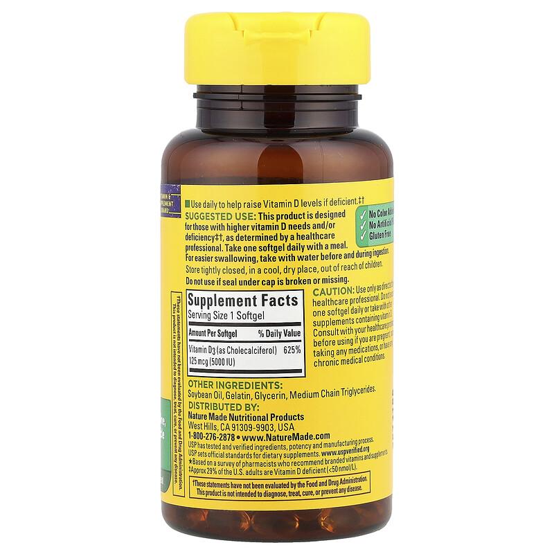 D3, 125 mcg (5,000 IU), 90 Softgels