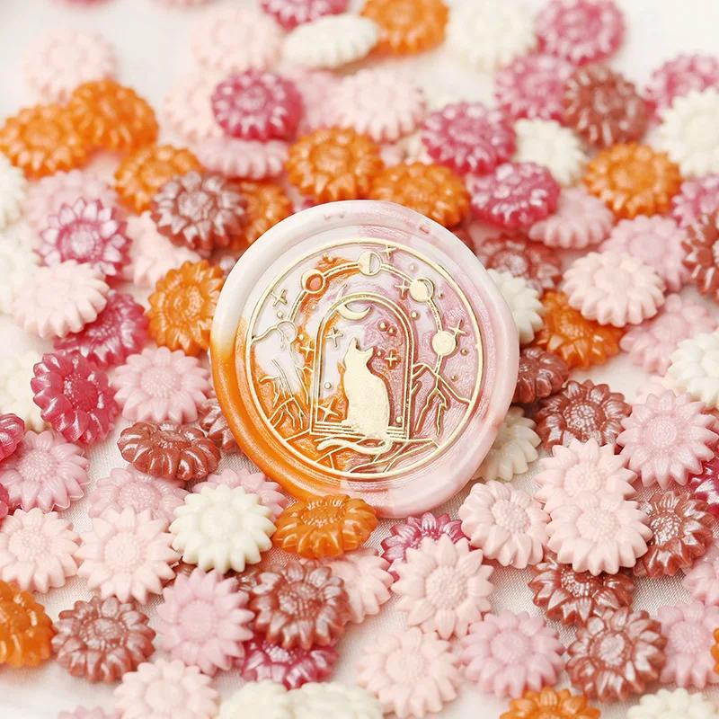 500g Cute Beautiful Mixed Color Sunflower Sealing Wax Particles  for Invitation Envelope Sealing Craft Decoration