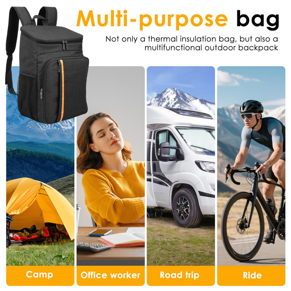 20L Large Capacity Cooler Backpack Lightweight Waterproof Leakproof Cooler Bag Partitioned Hot/Cold Freezer Bag for Tour Picnic