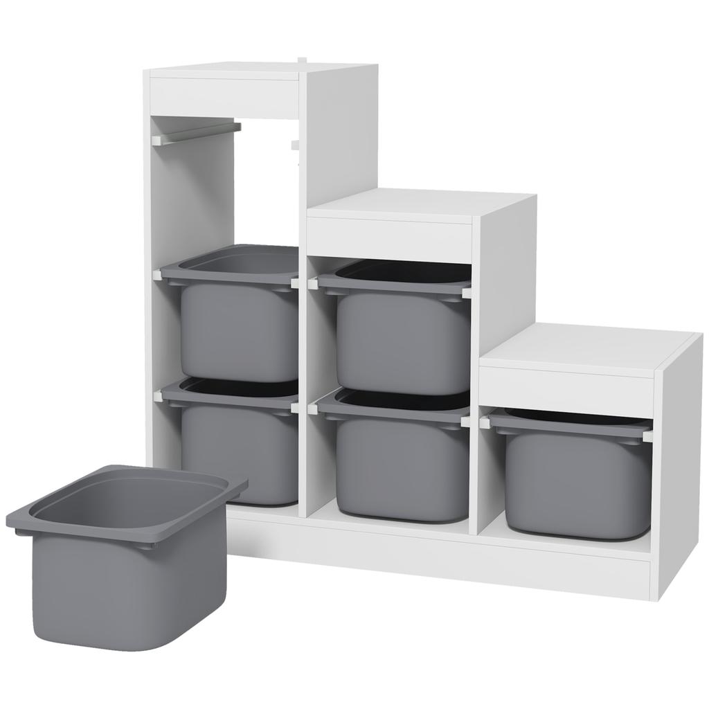 Toy Storage Organiser Three Layer Kids Toy Storage Units With Removable Bins For Ages 3 8 Years Grey